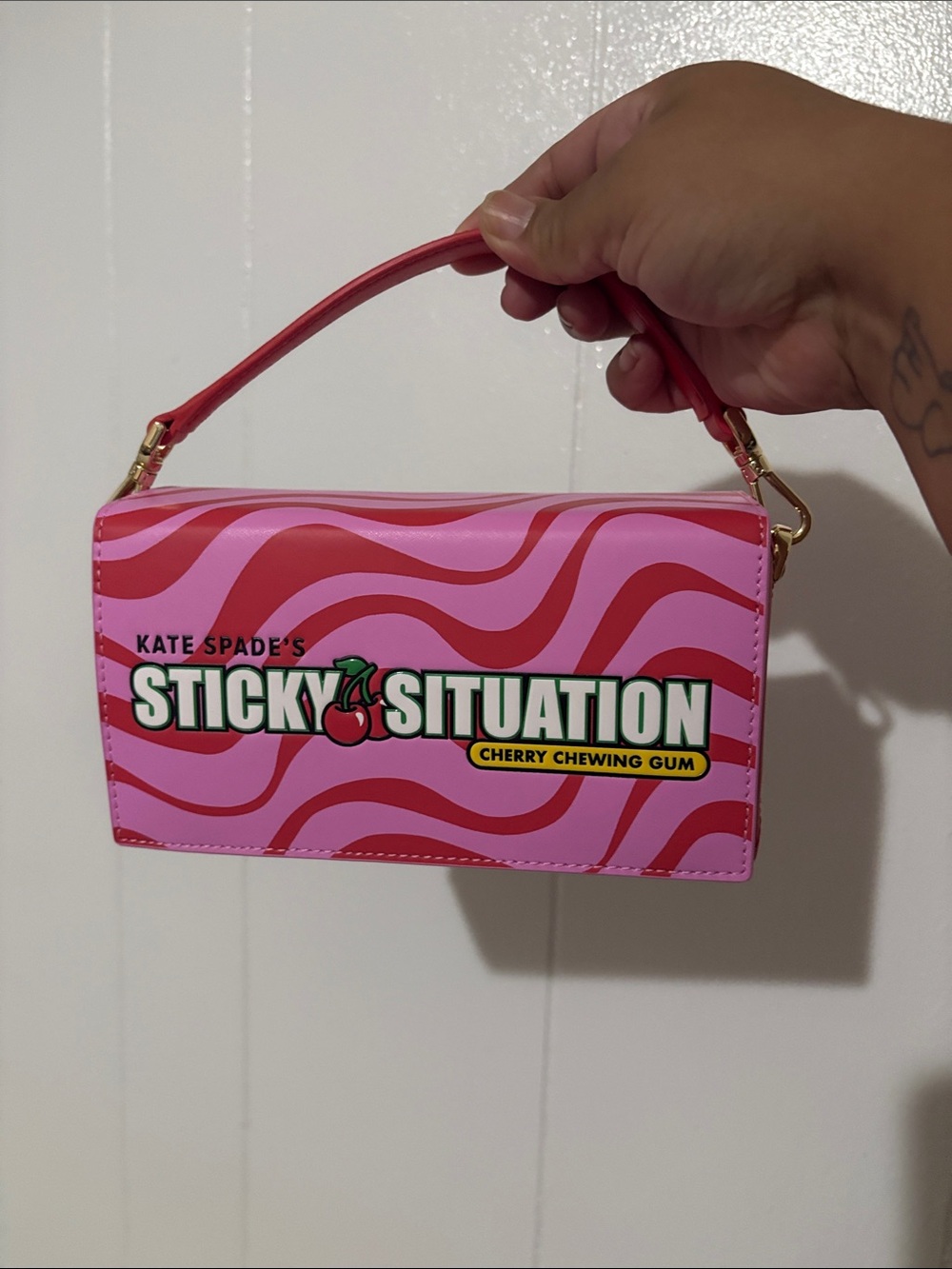 Kate Spade Pink "Sticky Situation" Cherry Print Top Handle Bag only - Picture 6 of 16